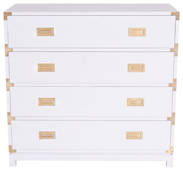 Large Carlyle Campaign Dresser, Large Drawer Dresser White