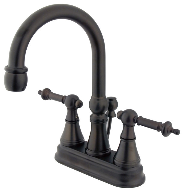 Tuscany Handle 4" Centerset Lavatory Faucet with Brass Popup
