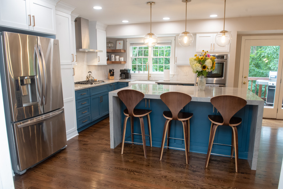 Kitchen with Stunning Waterfall Island