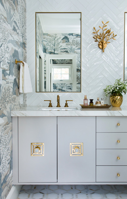 white tile backsplash bathroom