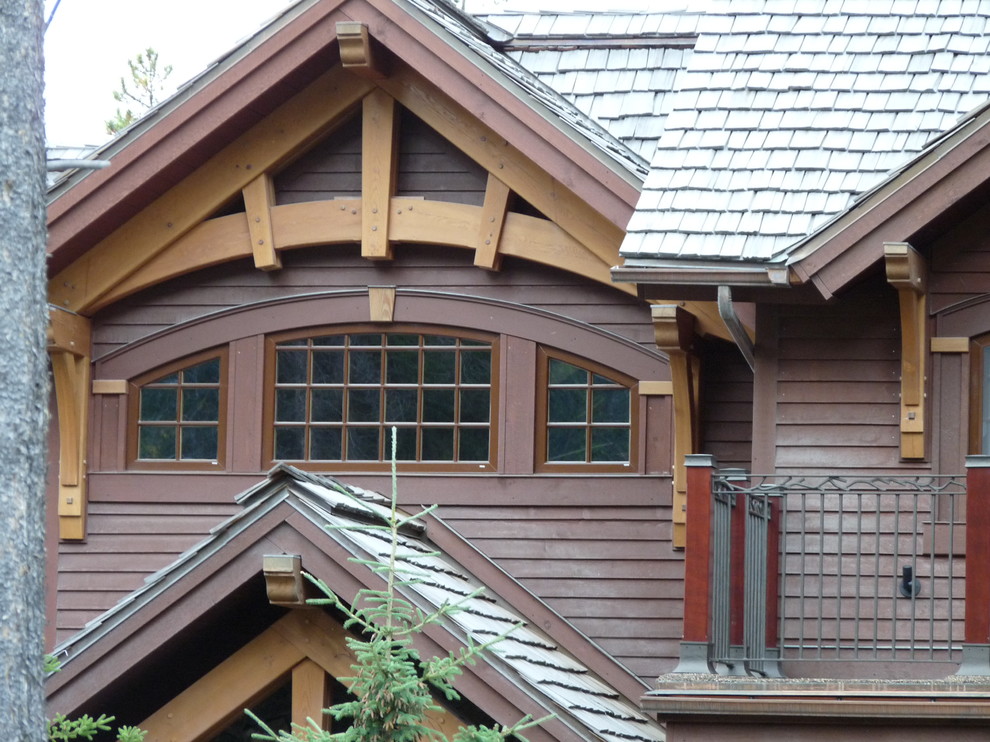 Inspiration for a country exterior in Vancouver with wood siding.