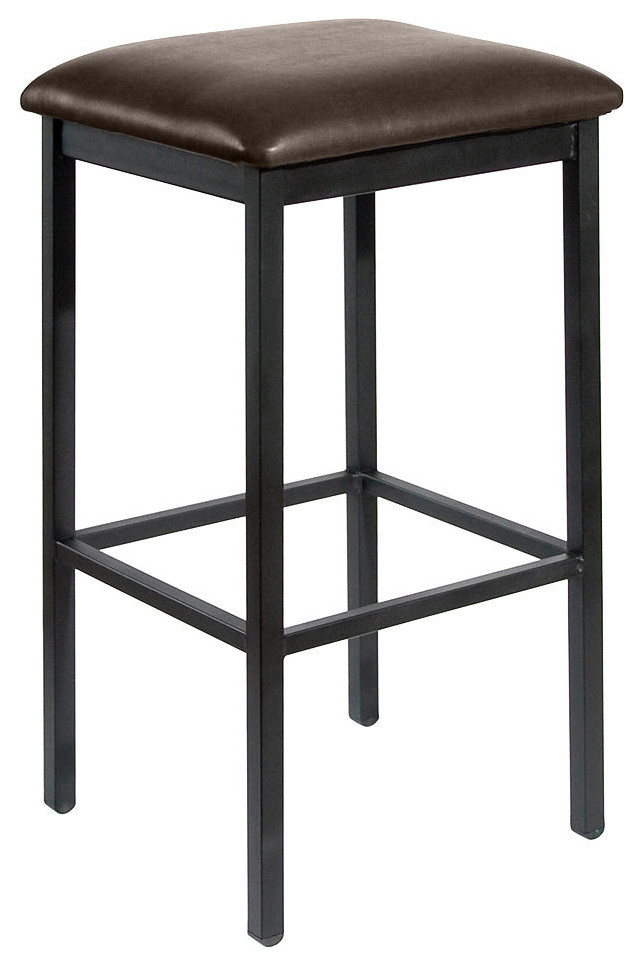 Trent Metal Barstool with Sand Black Finish and Dark Brown Vinyl Seat (Set of 2)