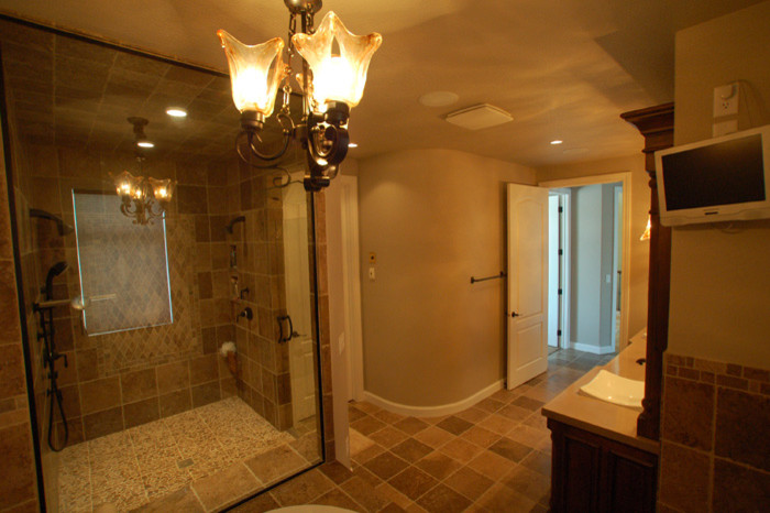 Design ideas for a mid-sized transitional bathroom in Other.