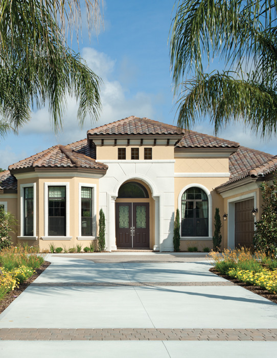 Inspiration for a mediterranean exterior in Tampa.