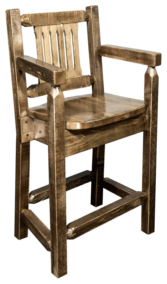 Homestead Counter Height Captain's Bar Stool, Stain and Lacquer Finish