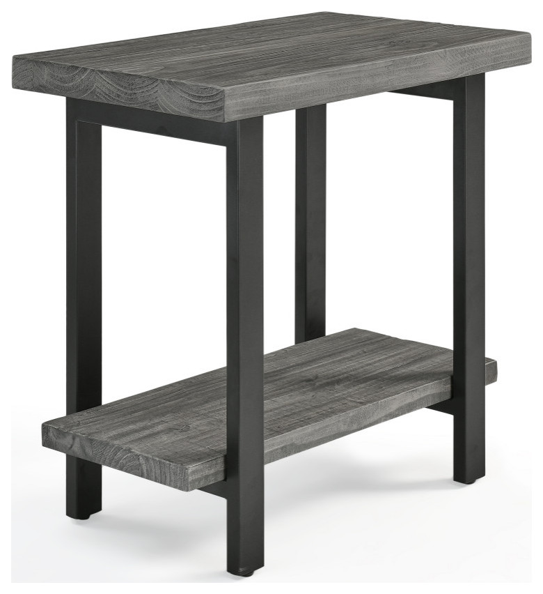 Pomona Metal and Wood End Table, Slate Gray