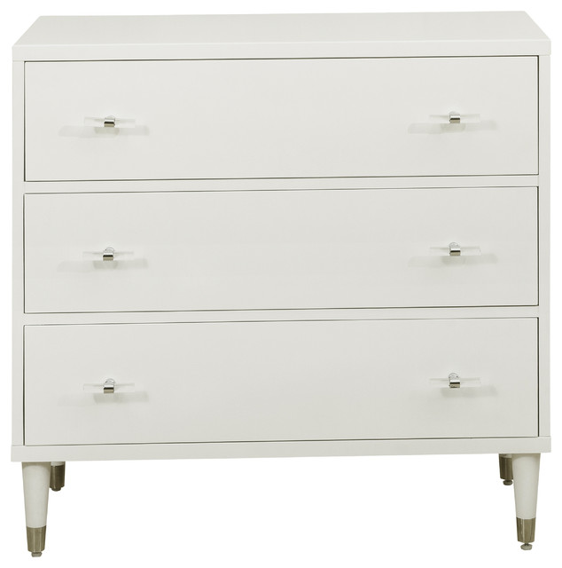 Modern White Three Drawer Chest Midcentury Accent Chests And