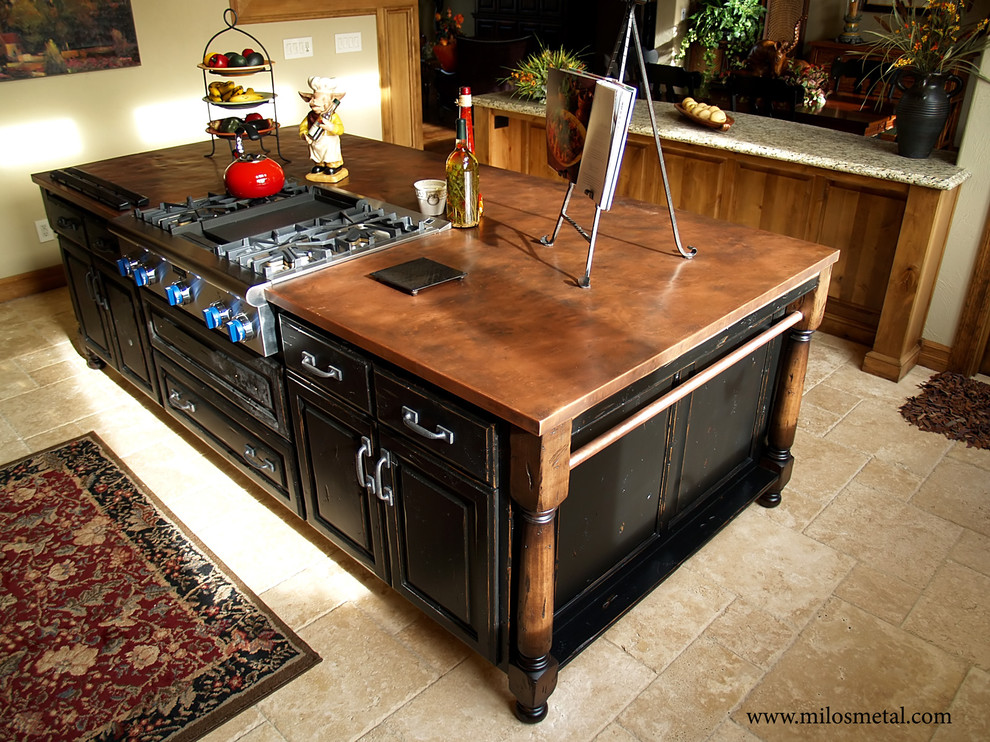 Inspiration for a traditional kitchen in Portland with copper benchtops.