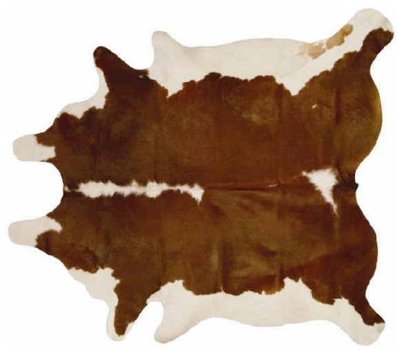 Beige With White 100% Premium Hair-on Cowhide from Brazil, 5'x7'