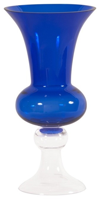Howard Elliott Cobalt Blue Hand Blown Trumpet Glass Vase