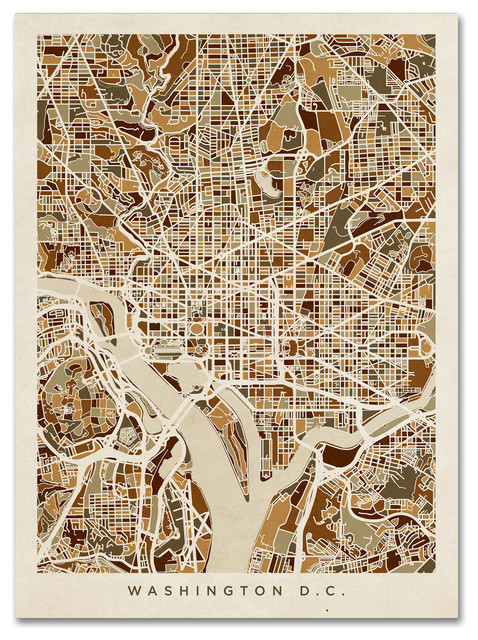 Michael Tompsett Washington Dc Street Map 3 Canvas Art 19x14 Traditional Prints And 2249
