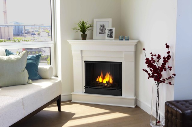 Real Flame White Chateau Corner Gel Fireplace