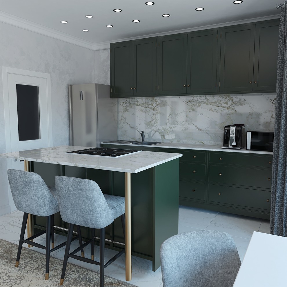 Кухня студия в загородном доме