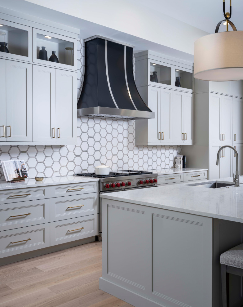 Example of a transitional kitchen design in Miami