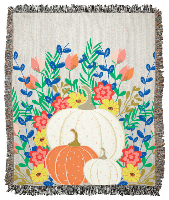 Pumpkins and Flowers Woven Blankets, 50x60