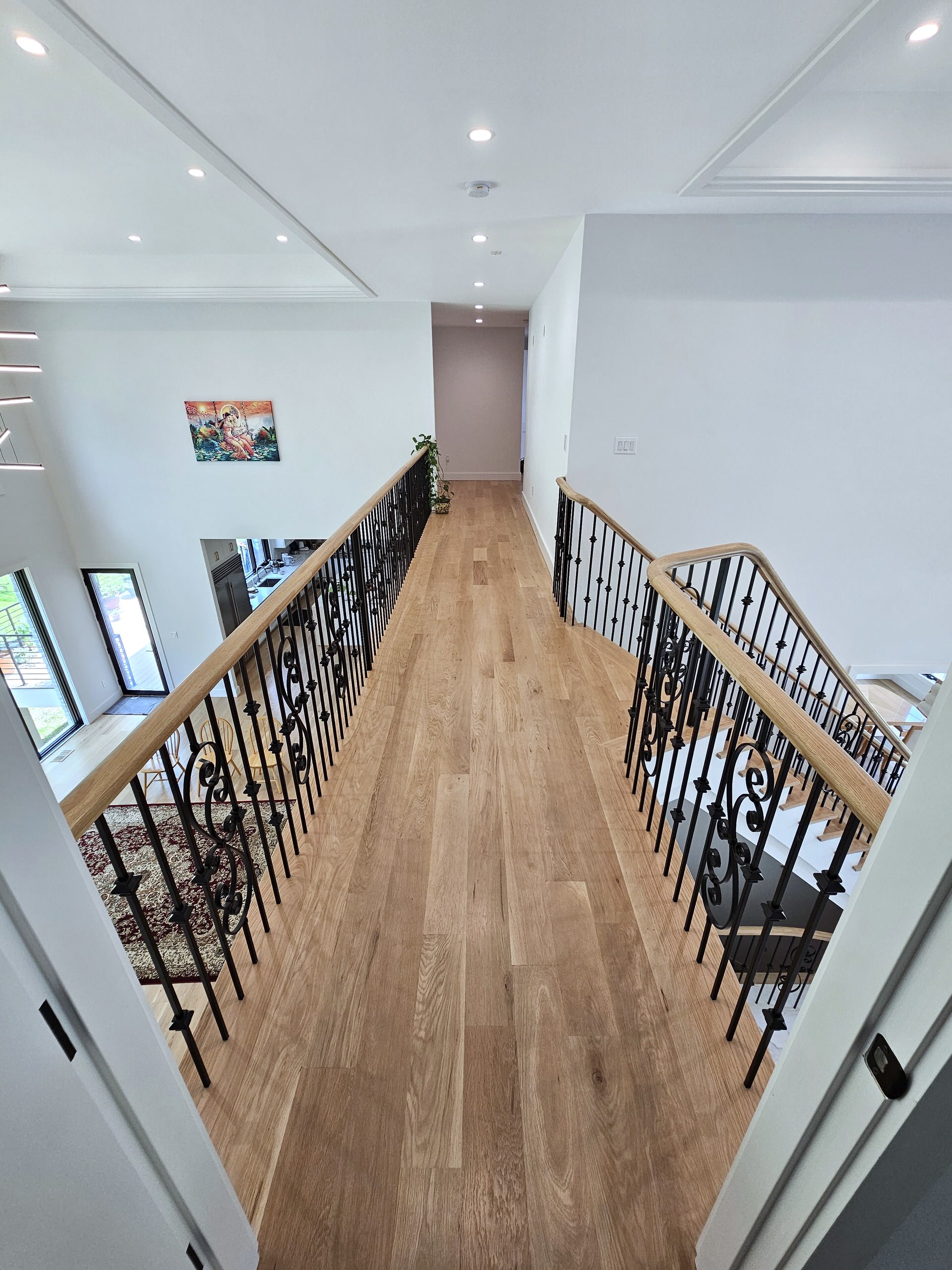 120_Luxurious White Oak Stair with Iron Balusters, Great Falls, 22066