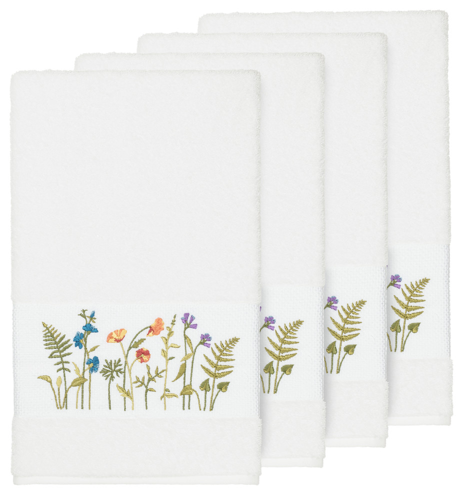 Serenity 4-Piece Embellished Bath Towel Set, White