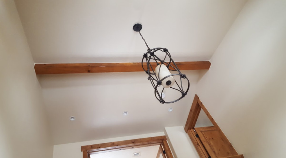 Example of a transitional home design design in Denver