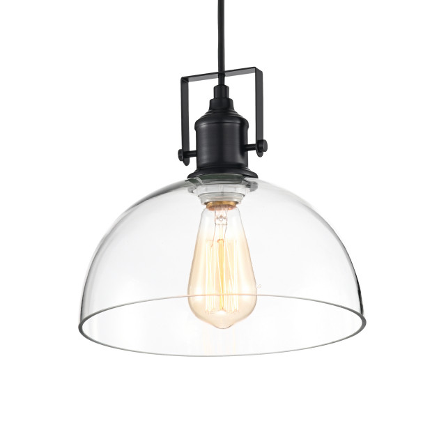 1 Light Black Farmhouse Pendant Ceiling Fixture With Clear Glass Shade And Wire Industrial Lighting By Edvivi Llc Houzz - Ceiling Fixture With Glass Shade