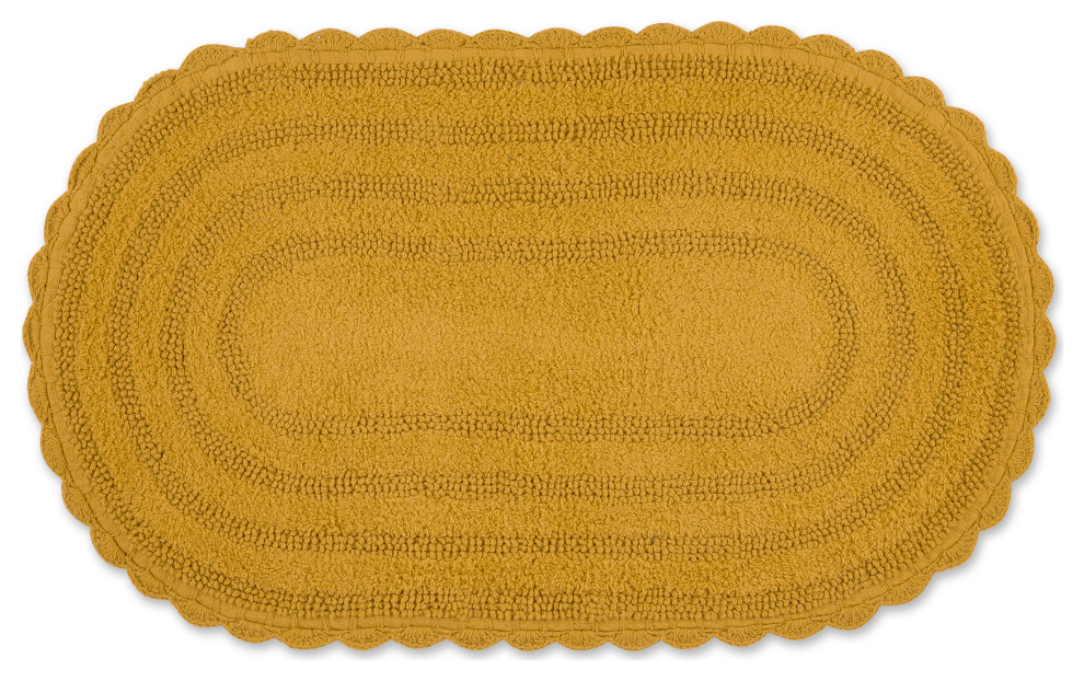 Honey Gold Large Oval Crochet Bath Mat Contemporary Bath Mats by