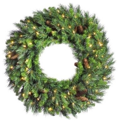 72 in. Cheyenne Pine Pre-lit Christmas Wreath with Cones