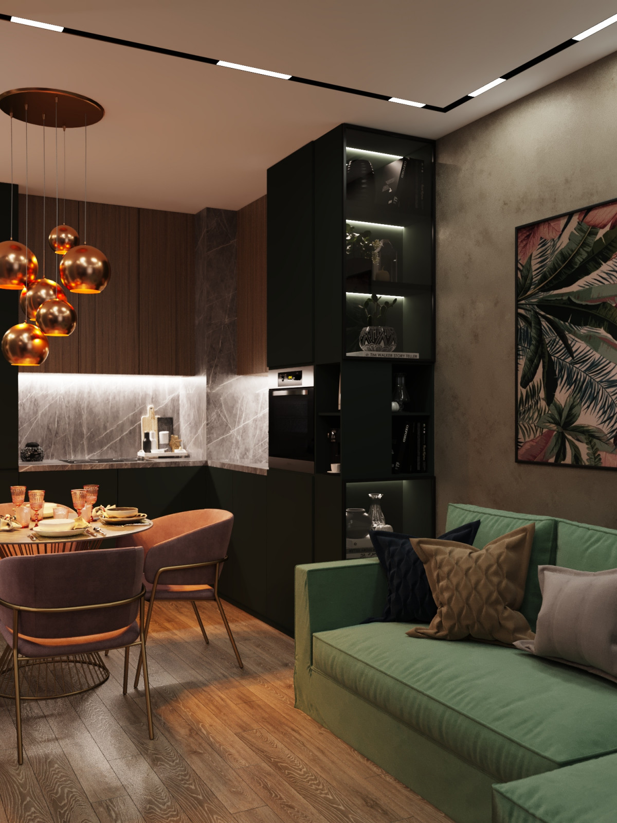 Маленькая квартира в зеленых тонах