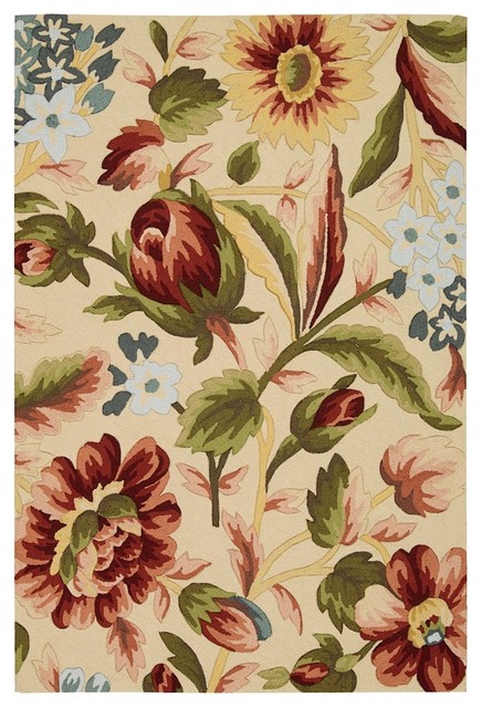 Country & Floral Fantasy Area Rug, Rectangle, Ivory, 1'9"x2'9"
