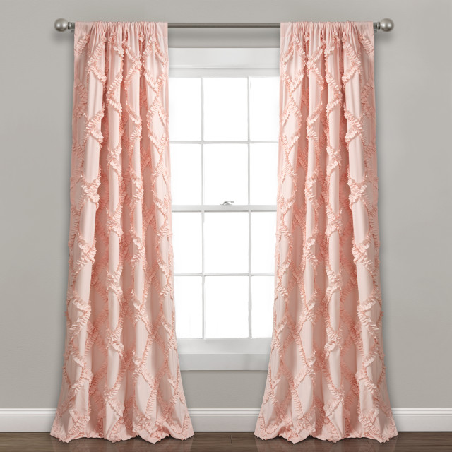 95 X54 Ruffle Diamond Window Curtain Panels Set 95 X54 Ruffle Diamond Window Curtain Panels Set Traditional Curtains By Lush Decor
