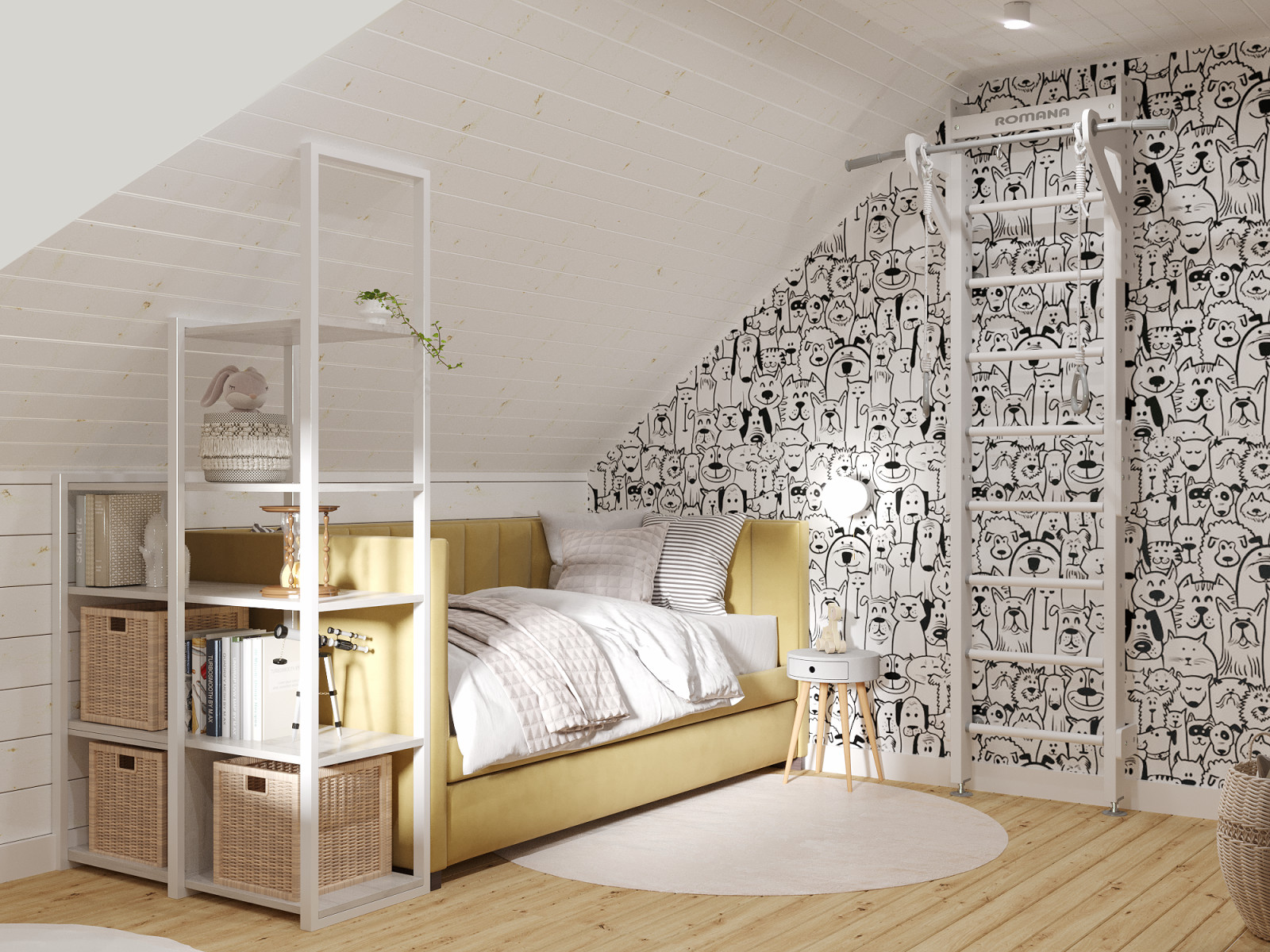 Дизайн 2го этажа в доме из бруса