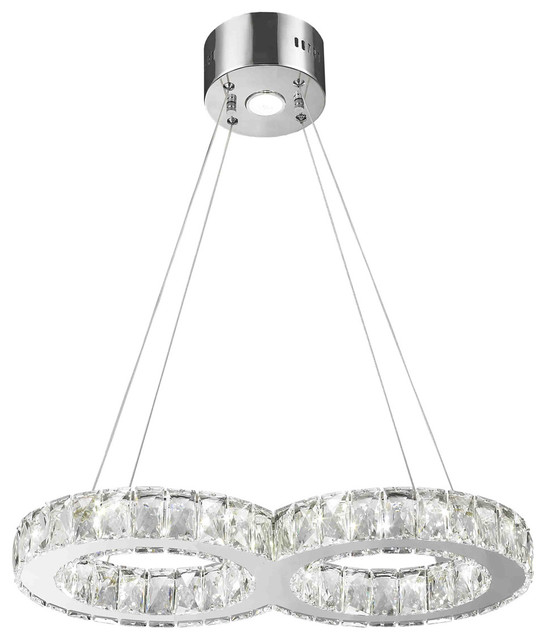 Galaxy 14 Led Light Chrome Finish Clear Crystal Double Ring Galaxy 14 Led Light Chrome Finish Clear Crystal Double Ring Chandelier Large L2