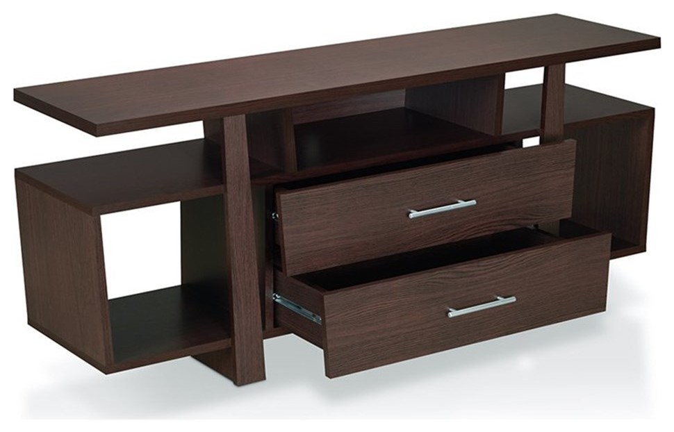 Bowery Hill Modern Wooden 59Inch TV Stand in Espresso Finish