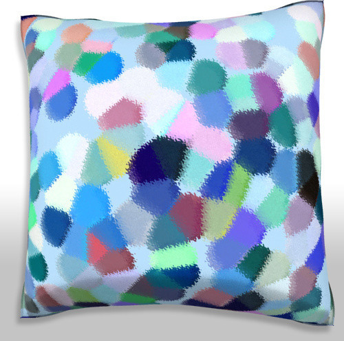 Abstract Character Colors Pillow. Polyester Velour Throw Pillow
