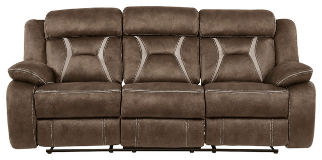 Global Furniture Stitched Fabric Reclining Sofa