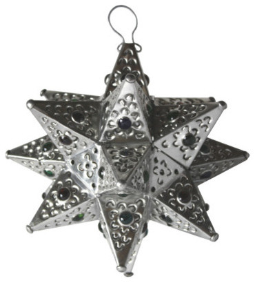 Small Silver Tin Star Chandelier