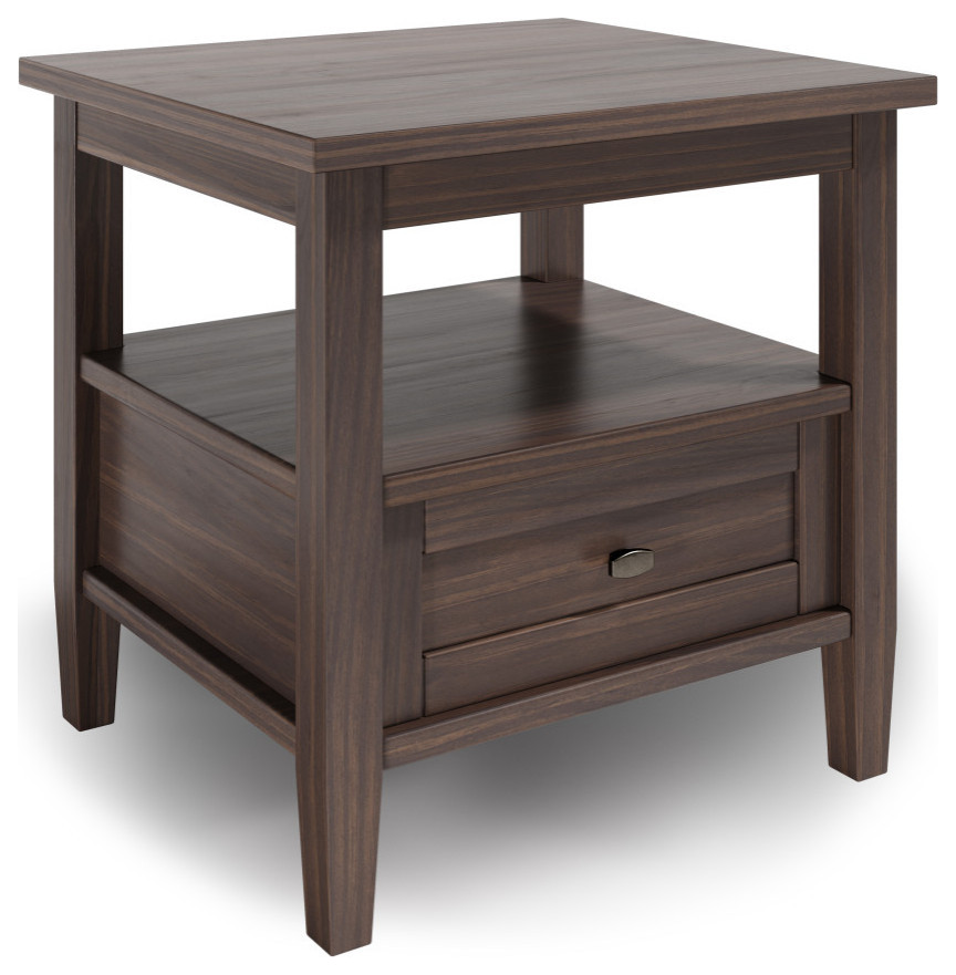 Warm Shaker Solid Wood 20" Rustic End Side Table Transitional Side
