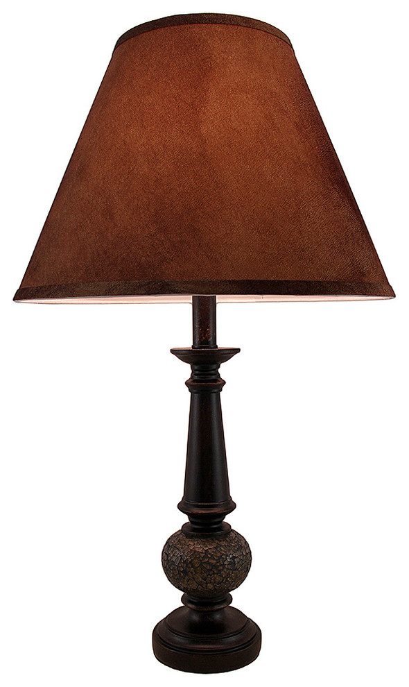 The Orb Antique Bronze Finish Lamp With Faux Leather Shade