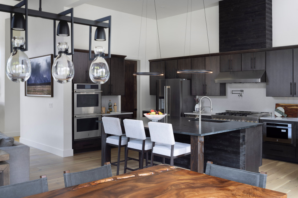 Inspiration for a rustic kitchen remodel in Denver