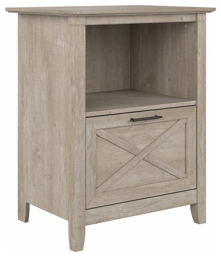 Pemberly Row Lateral File Cabinet with Shelf in Washed Gray - Engineered Wood