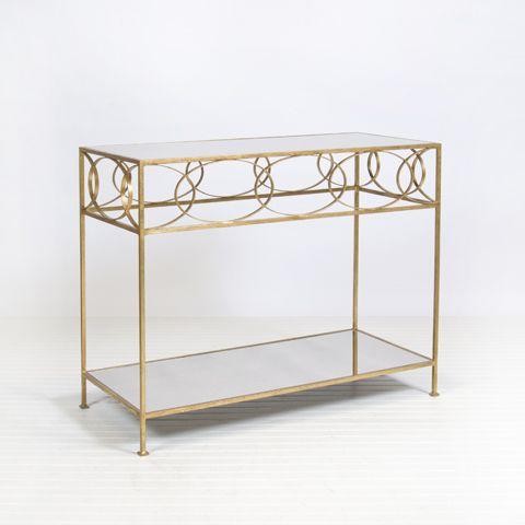 Worlds Away Rhianna Gold Leaf and Antique Mirror Console