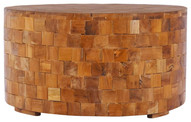vidaXL Coffee Table Round End Table Side Sofa Table Solid Wood Teak 23.6 Inch