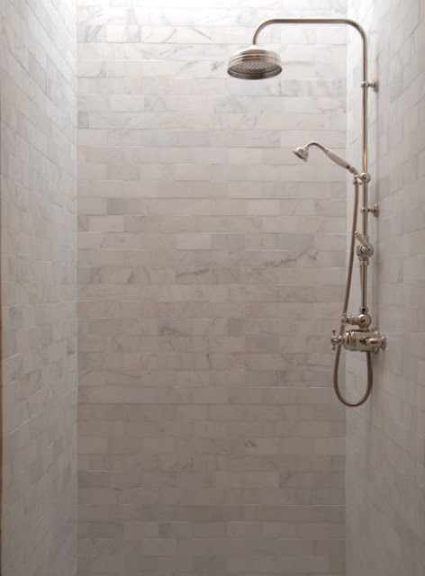 Marble Subway Tile Shower Stall Traditional Bathroom New