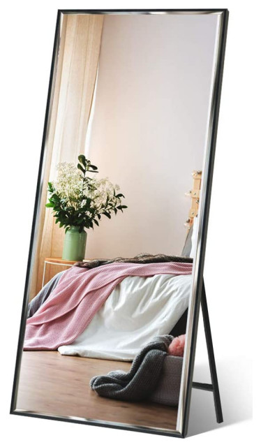 Wall Mounted Mirror, Vertical Black Frame - Modern - Floor Mirrors - by ...