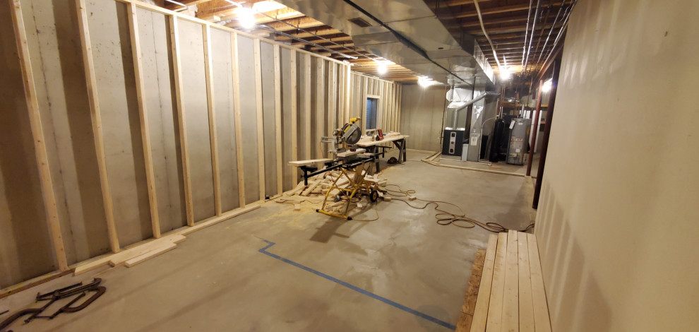 Finished basement framing process
