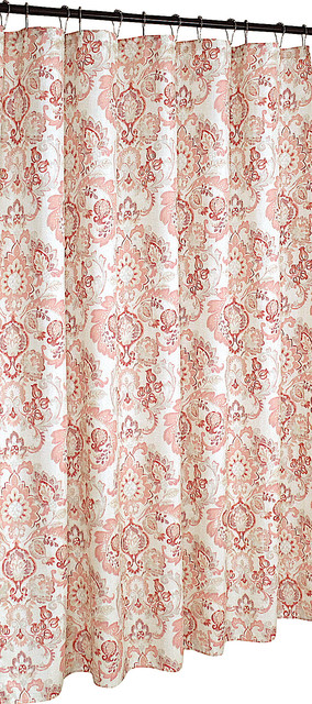 Floral Damask VCNY Home Decorative Fabric Shower Curtain Blush Pink Coral Ivor 