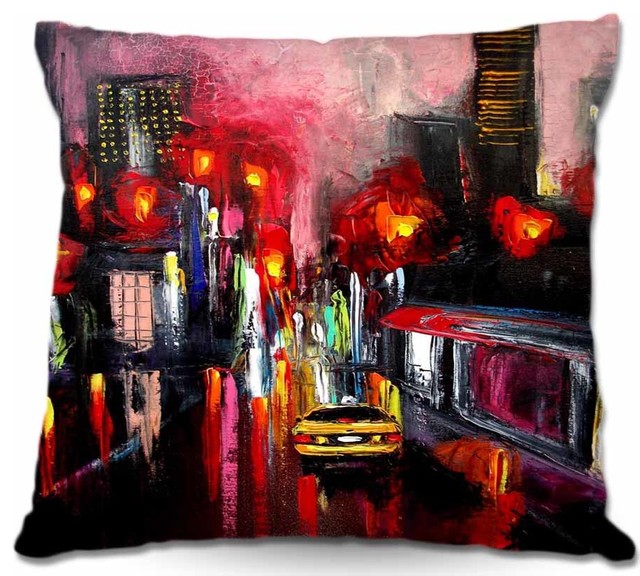 Faces of the City 145 Throw Pillow, 22"x22"