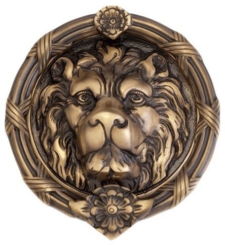 Leo Lion Door Knocker 8-3/8", Antique Brass