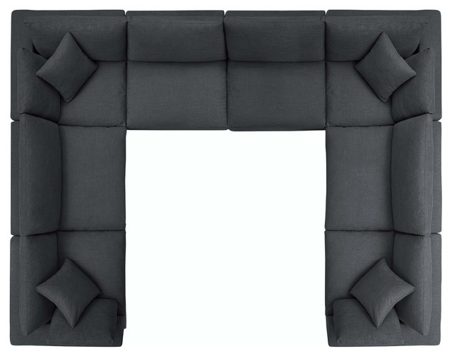 Commix Down Filled Overstuffed 8 Piece Sectional Sofa Set Gray Commix Down Filled Overstuffed 8 Piece
