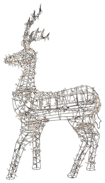 60 White Led Reindeer Outdoor Christmas Decoration Rustic