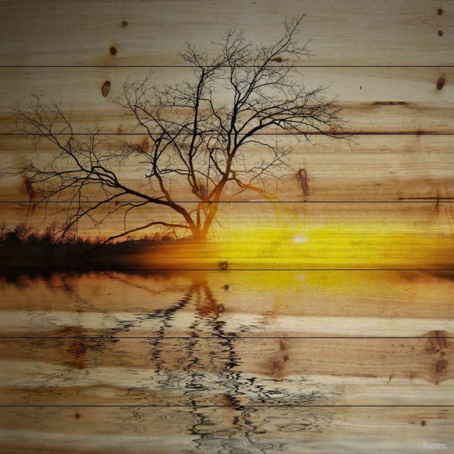 "Killaloe" UV Ink Print on Natural Pine Wood, 40"x40"