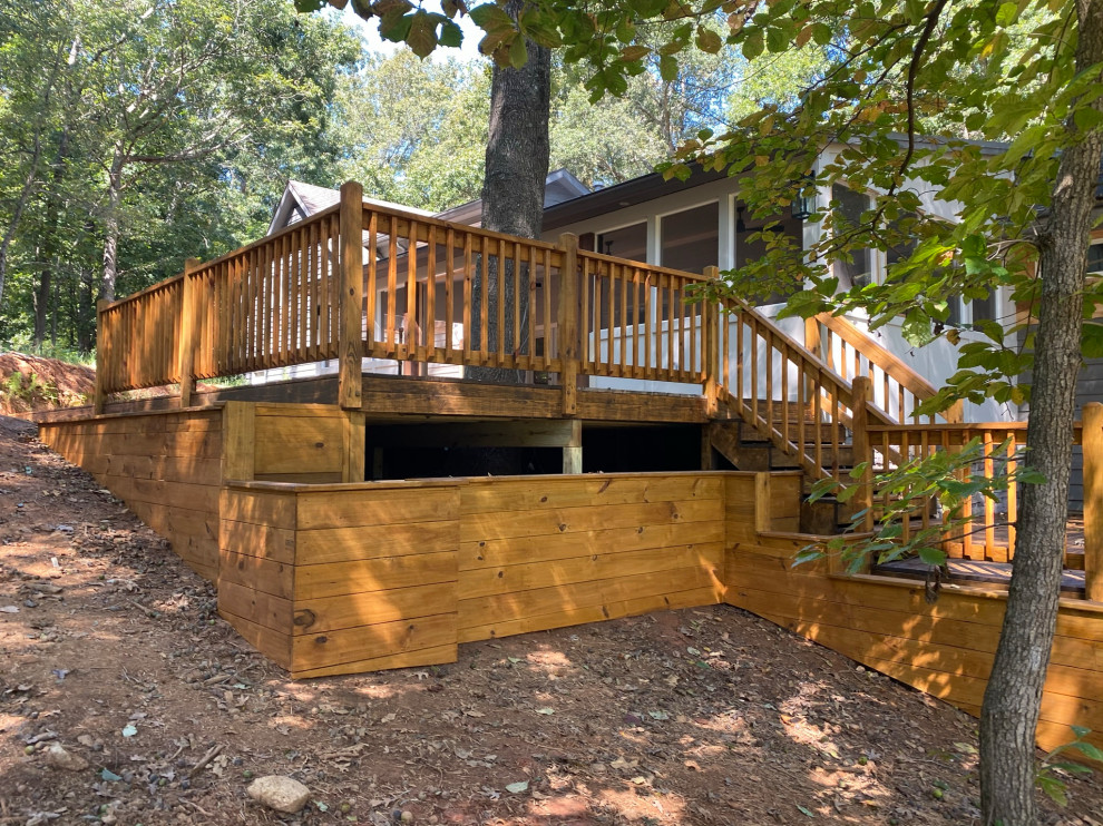 Example of a mountain style deck design in Atlanta